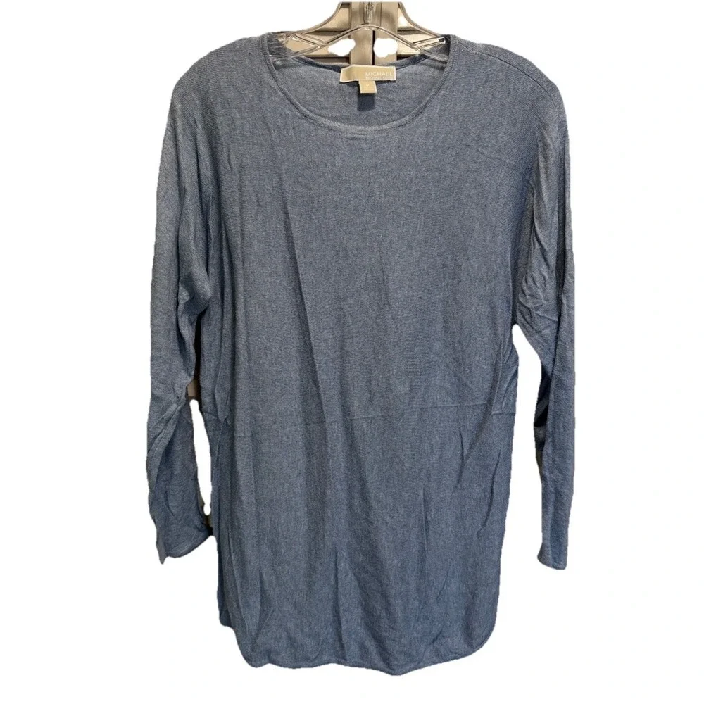 Michael Kors Knit‎ Tunic Sweater Long Sleeve Size M Round Neck Blue